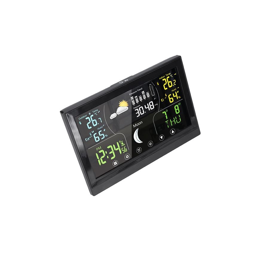 Wetterstation mit Farbdisplay, 5 V / 2×AAA, schwarz