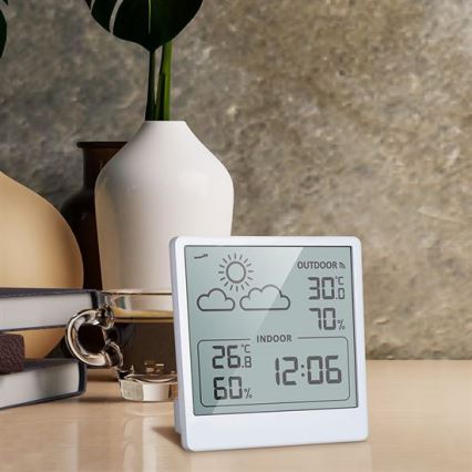 Digitales Thermometer 5V/2xAAA + 2xAAA weiß