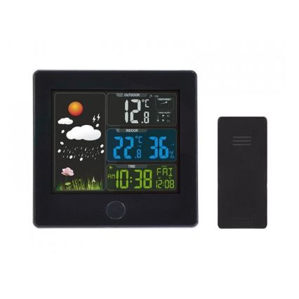 Wetterstation mit LCD-Display 230V schwarz