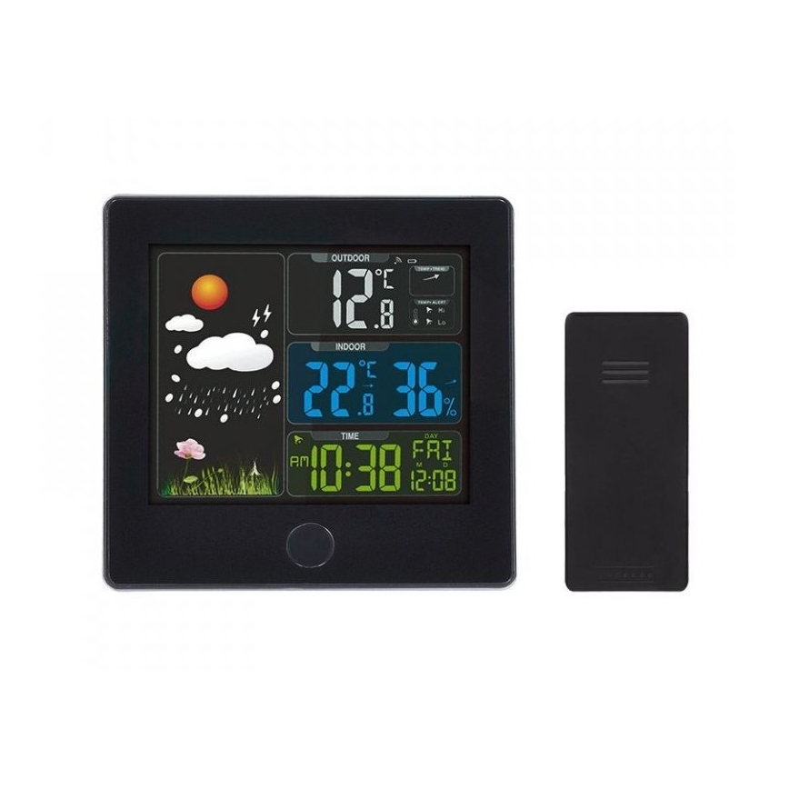 Wetterstation mit LCD-Display 230V schwarz