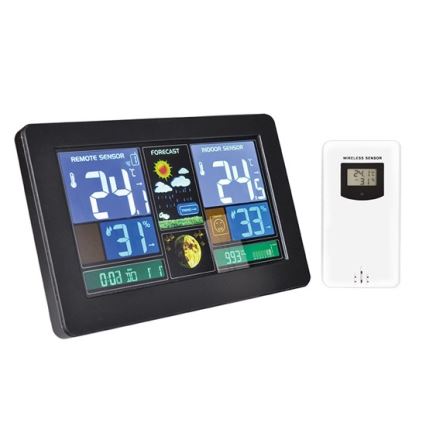 Wetterstation mit LCD-Anzeige USB 5V/2xAAA + 2xAAA Aufladung schwarz