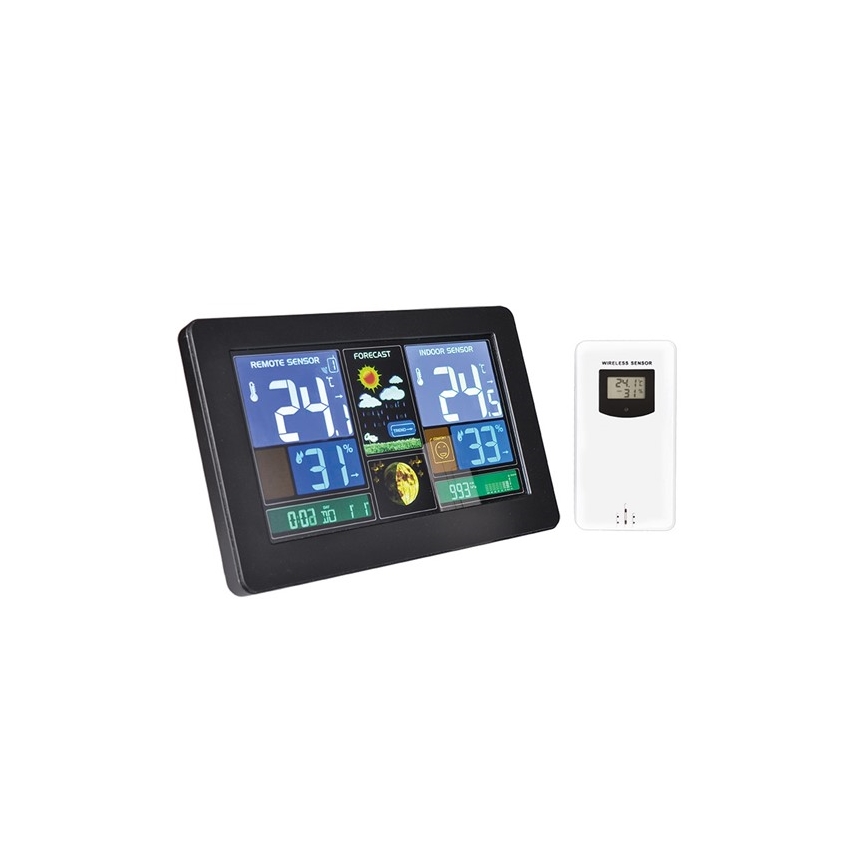 Solight TE81 - Wetterstation mit LCD-Bildschirm USB-Aufladung, schwarz