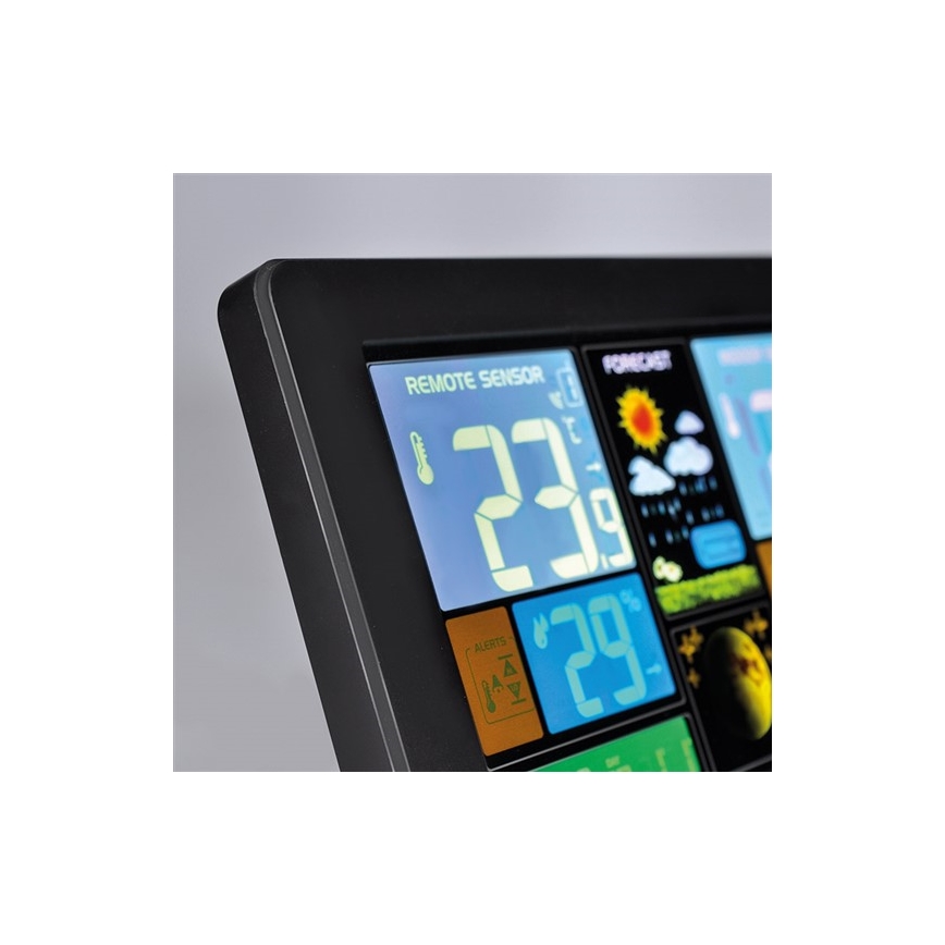 Solight TE81 - Wetterstation mit LCD-Bildschirm USB-Aufladung, schwarz