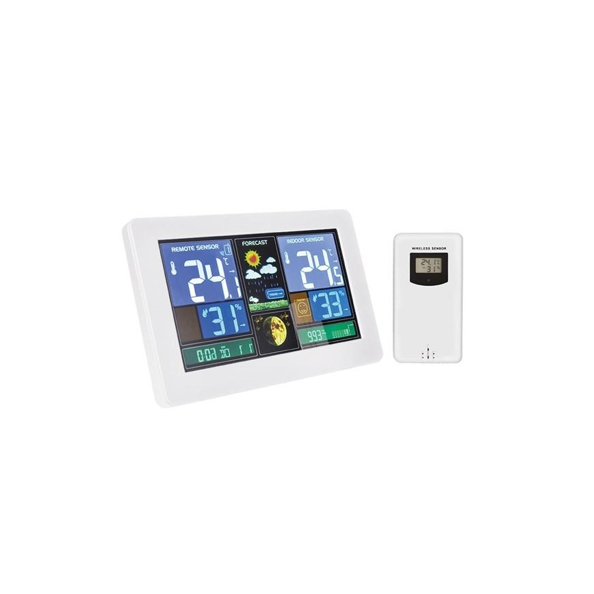 Wetterstation mit LCD-Bildschirm USB-Ladegerät weiß