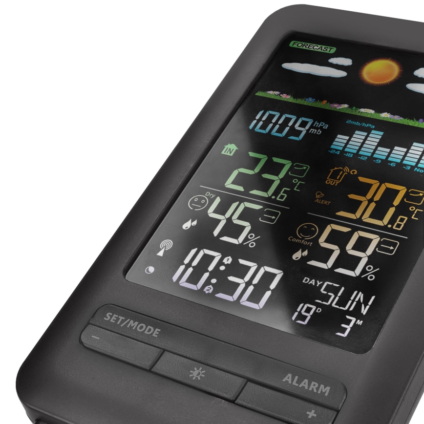 Wetterstation mit LCD-Display 2xAA + 2xAA schwarz