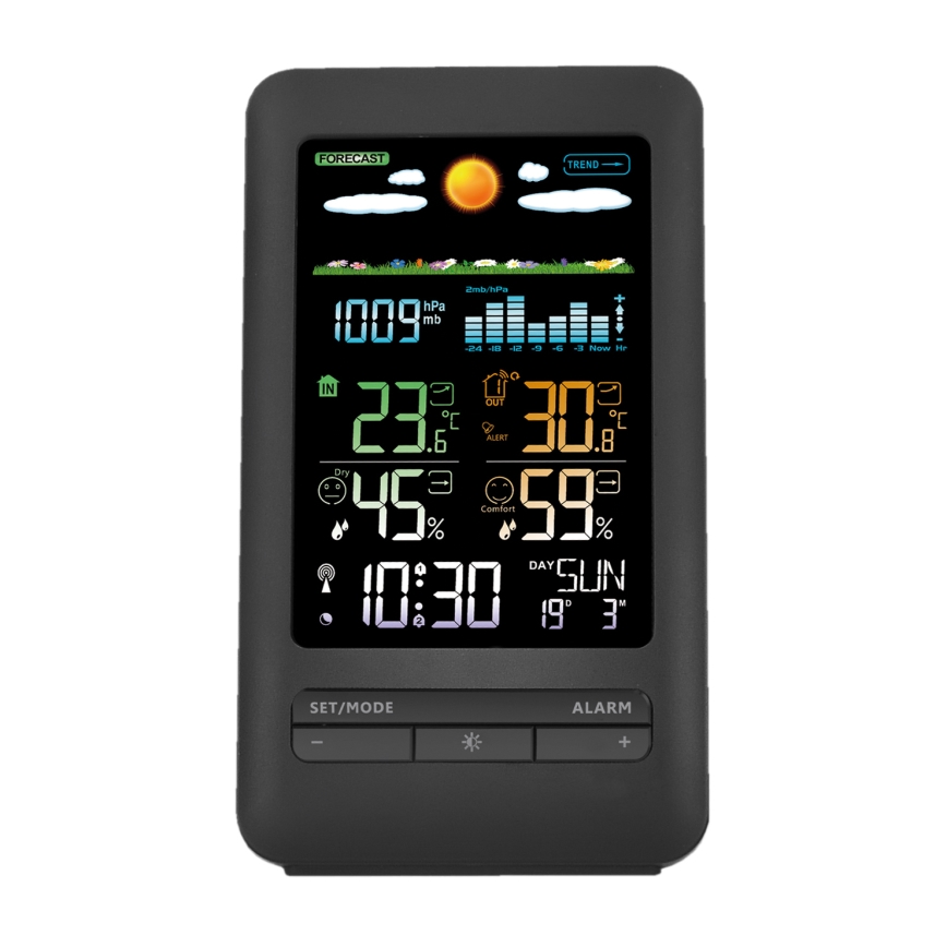 Wetterstation mit LCD-Display 2xAA + 2xAA schwarz