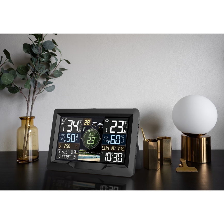 Professionelle Wetterstation mit farbigem LCD-Display 5V/2xAA + 3xAA + 2xAA Wi-Fi Tuya