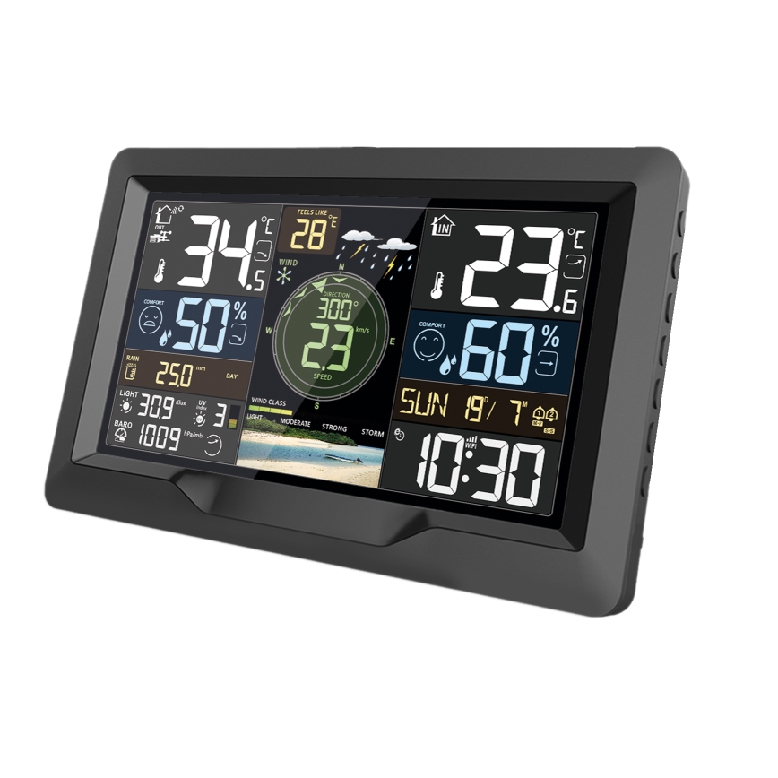 Profi-Wetterstation mit Farb-LCD-Anzeige 5V/2xAA + 3xAA + 2xAA Wi-Fi Tuya