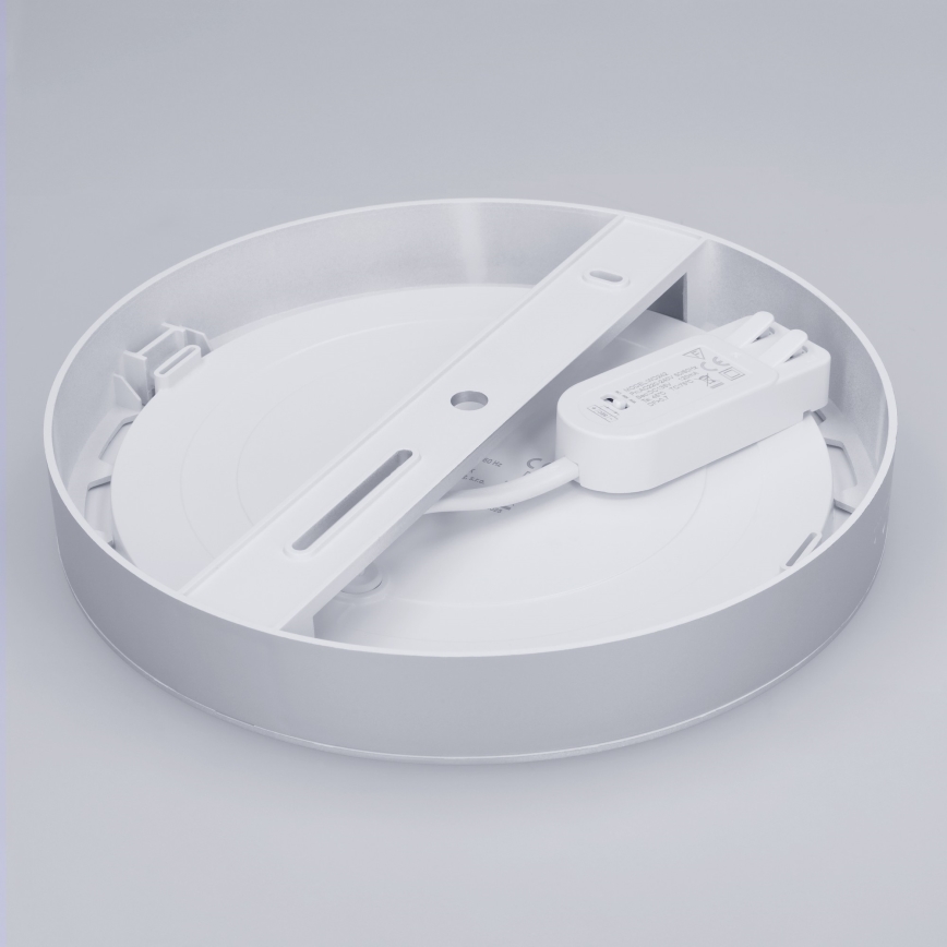 LED Aufbau-/Einbaupanel 2-in-1 18W/230V 3000/4000/6000K Ø 22,5 cm IP54 silber