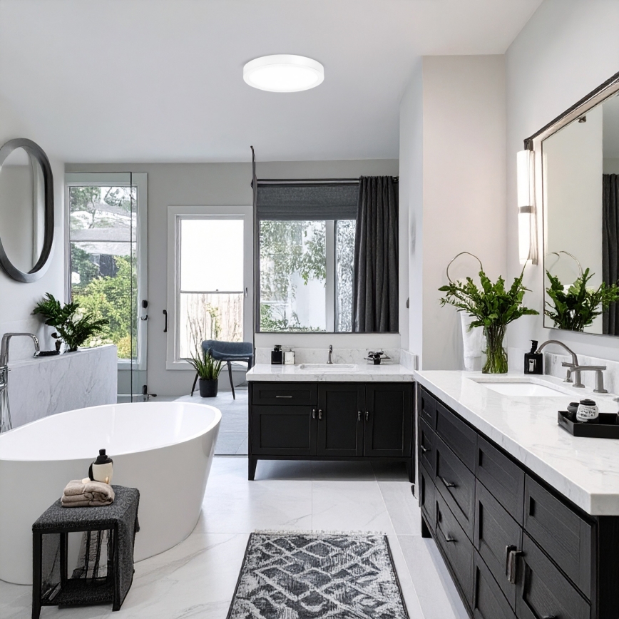 LED-Deckenpanel 2-in-1 Aufputz/Einbau 18W/230V 3000/4000/6000K Ø 22,5 cm IP54 Weiß