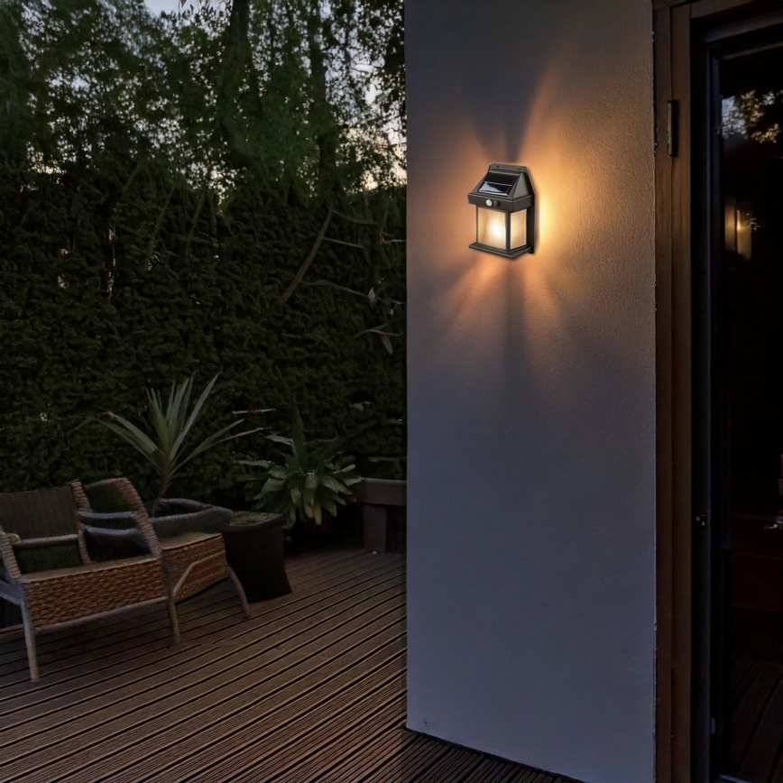 LED-dimmbare Solarlaterne mit Sensor, 3,7 V, IP44, 1200 mAh