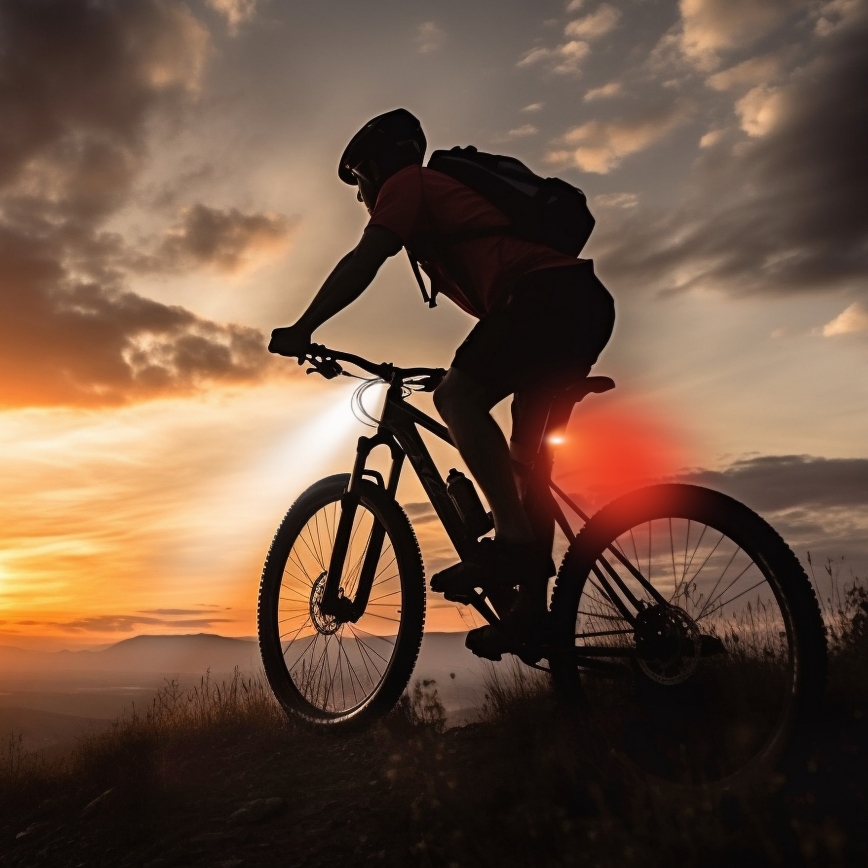 SET 2x Dimm- und aufladbare LED-Fahrradleuchte 350mAh IP44 rot/weiß