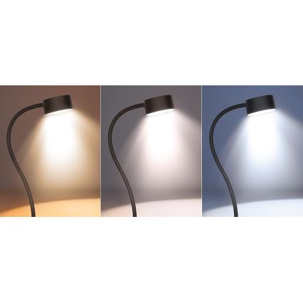 Dimmbare, flexible LED-Leuchte mit Klemme LED/2W/1800 mAh 3000/4000/6500K schwarz