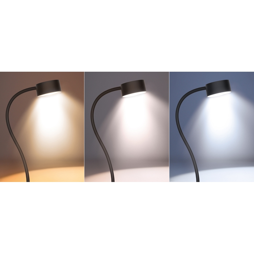 Dimmbare, flexible LED-Leuchte mit Klemme LED/2W/1800 mAh 3000/4000/6500K schwarz