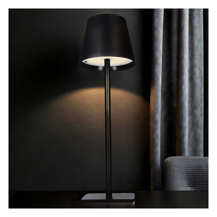 Dimmbare, wiederaufladbare Touch-LED-Tischlampe LUCCA, 3,7 V, 3000/4000/6500 K, 2000 mAh, schwarz