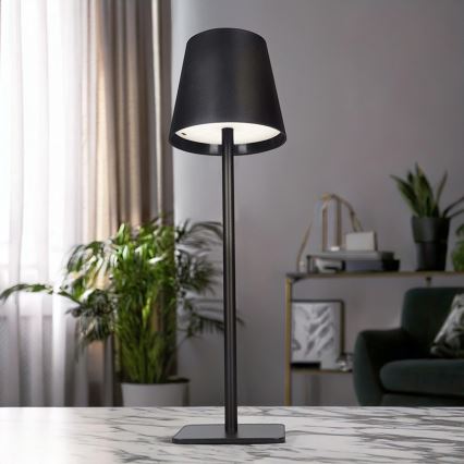 Dimmbare, wiederaufladbare Touch-LED-Tischlampe LUCCA, 3,7 V, 3000/4000/6500 K, 2000 mAh, schwarz