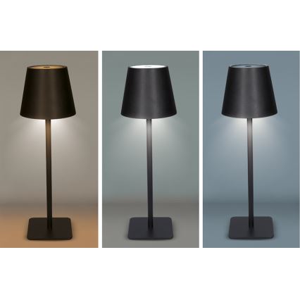 Dimmbare, wiederaufladbare Touch-LED-Tischlampe LUCCA, 3,7 V, 3000/4000/6500 K, 2000 mAh, schwarz