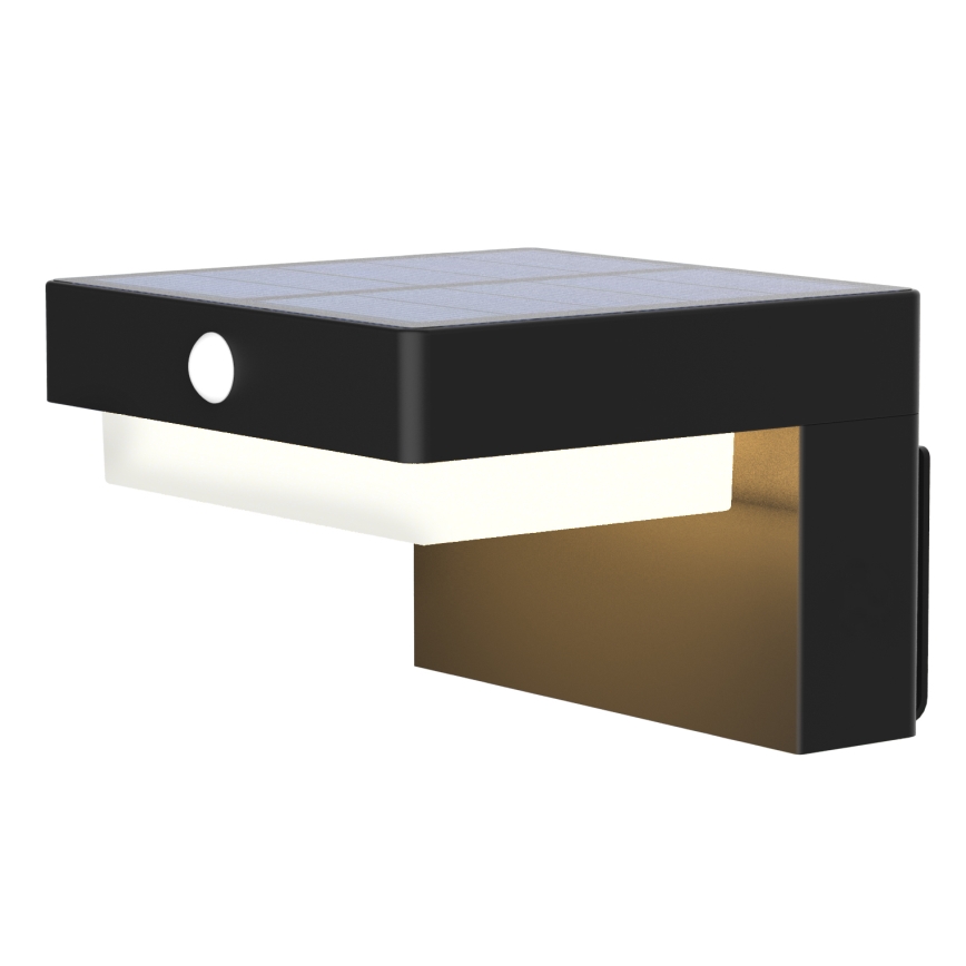 LED Solar-Wandleuchte mit Bewegungs- und Dämmerungssensor PALERMO LED/5W/3,7V 2000 mAh IP54 schwarz