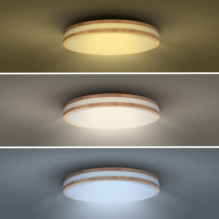 Dimmbare LED-Deckenleuchte WOODY LED/48W/230V 3000-6500K Eiche d 38 cm + Fernbedienung