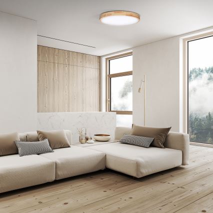 Dimmbare LED-Deckenleuchte SOLID OAK LED/48W/230V 3000-6500K Eiche d 39 cm + Fernbedienung