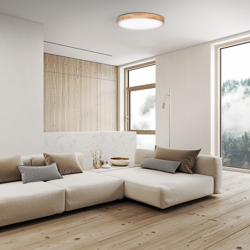 Dimmbare LED-Deckenleuchte SOLID OAK LED/48W/230V 3000-6500K Eiche d 39 cm + Fernbedienung