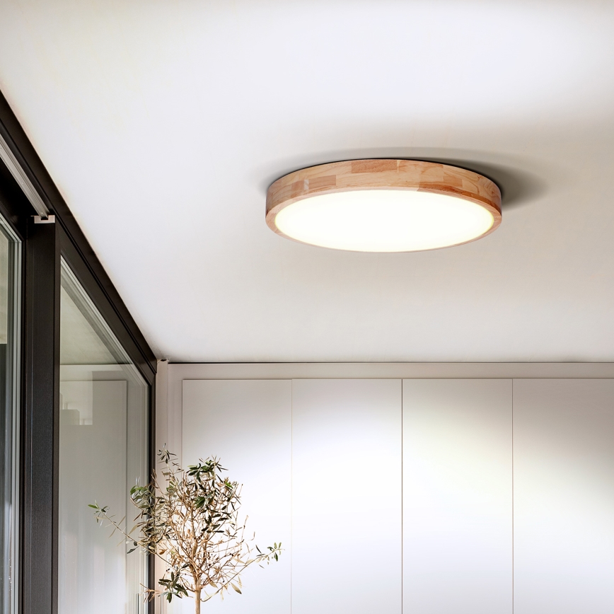 Dimmbare LED-Deckenleuchte SOLID OAK LED/48W/230V 3000-6500K Eiche d 39 cm + Fernbedienung