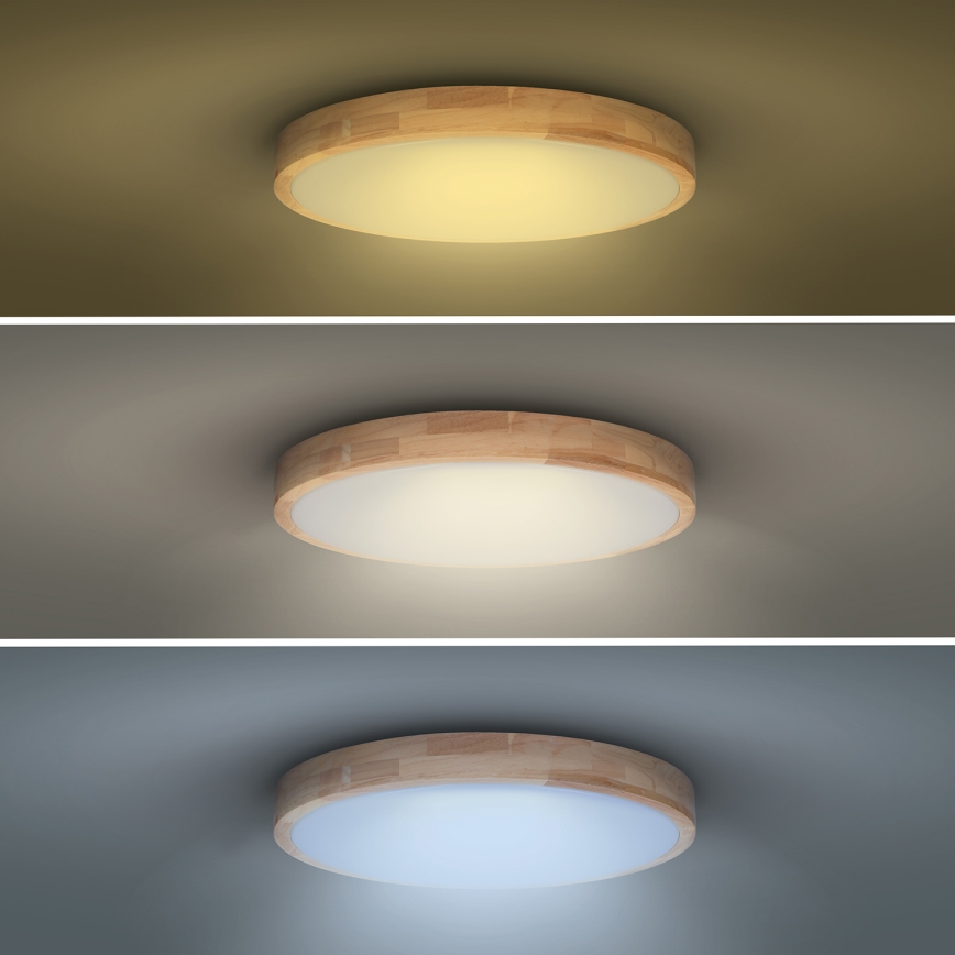 Dimmbare LED-Deckenleuchte SOLID OAK LED/48W/230V 3000-6500K Eiche d 39 cm + Fernbedienung