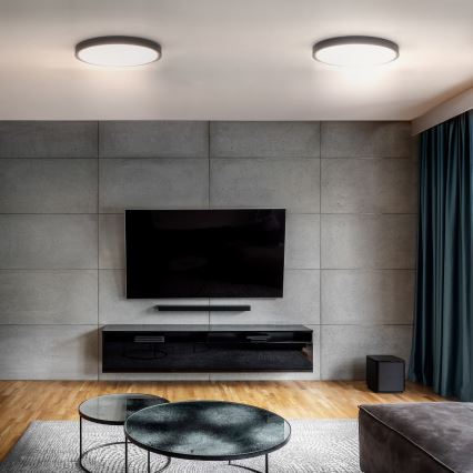 LED Dimmbares Deckenleuchte ESTELA LED/36W/230V Ø30 cm Schwarz + Fernbedienung