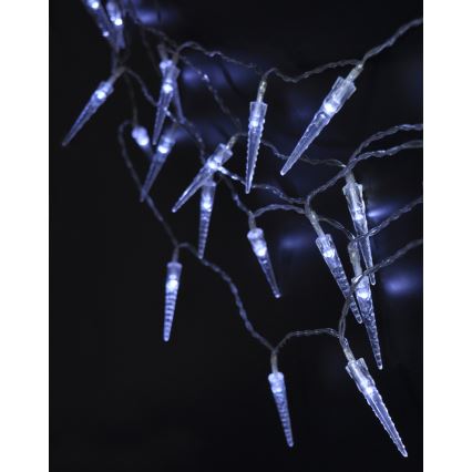 LED Weihnachtskette für Außen 8 m 50xLED/3xAA Eiszapfen IP44