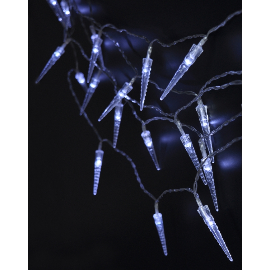 LED Weihnachtskette für Außen 8 m 50xLED/3xAA Eiszapfen IP44