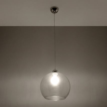 Pendelleuchte BALL an Kabel 1xE27/15W/230V, Ø 30 cm, transparent/glänzender Chrom