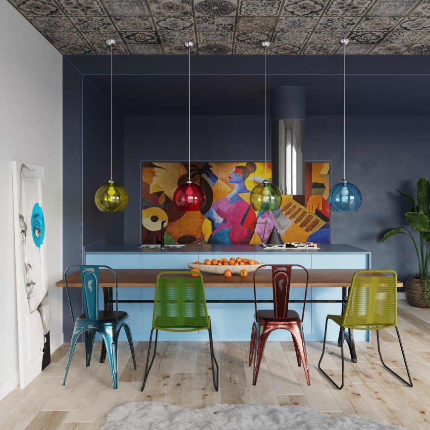 Pendelleuchte BALL an Kabel 1xE27/15W/230V, Ø 30 cm, transparent/glänzender Chrom