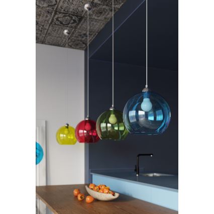 Pendelleuchte BALL an Kabel 1xE27/15W/230V, Ø 30 cm, transparent/glänzender Chrom