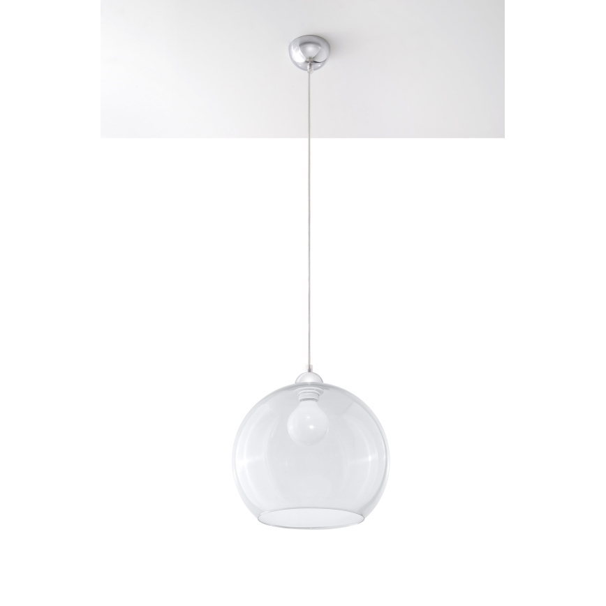 Pendelleuchte BALL an Kabel 1xE27/15W/230V, Ø 30 cm, transparent/glänzender Chrom
