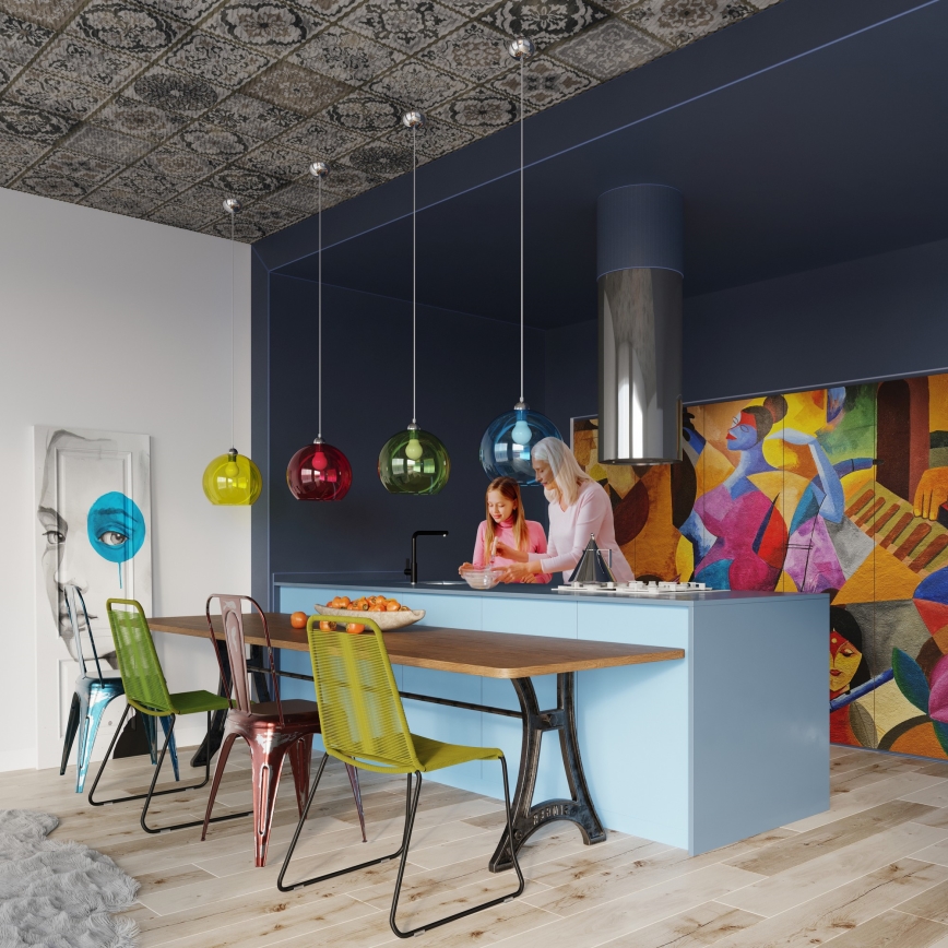 Pendelleuchte BALL an Stahlseil 1xE27/15W/230V Ø 30 cm weiß/hochglanzchrom