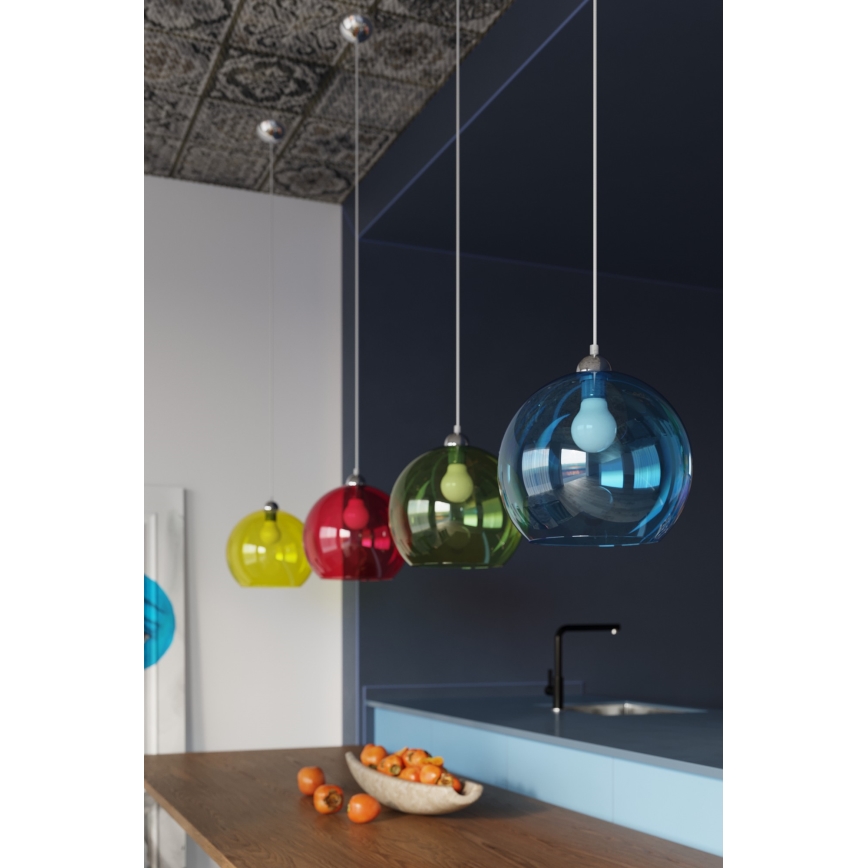 Pendelleuchte BALL an Stahlseil 1xE27/15W/230V Ø 30 cm weiß/hochglanzchrom