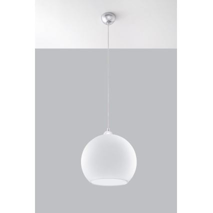 Pendelleuchte BALL an Stahlseil 1xE27/15W/230V Ø 30 cm weiß/hochglanzchrom