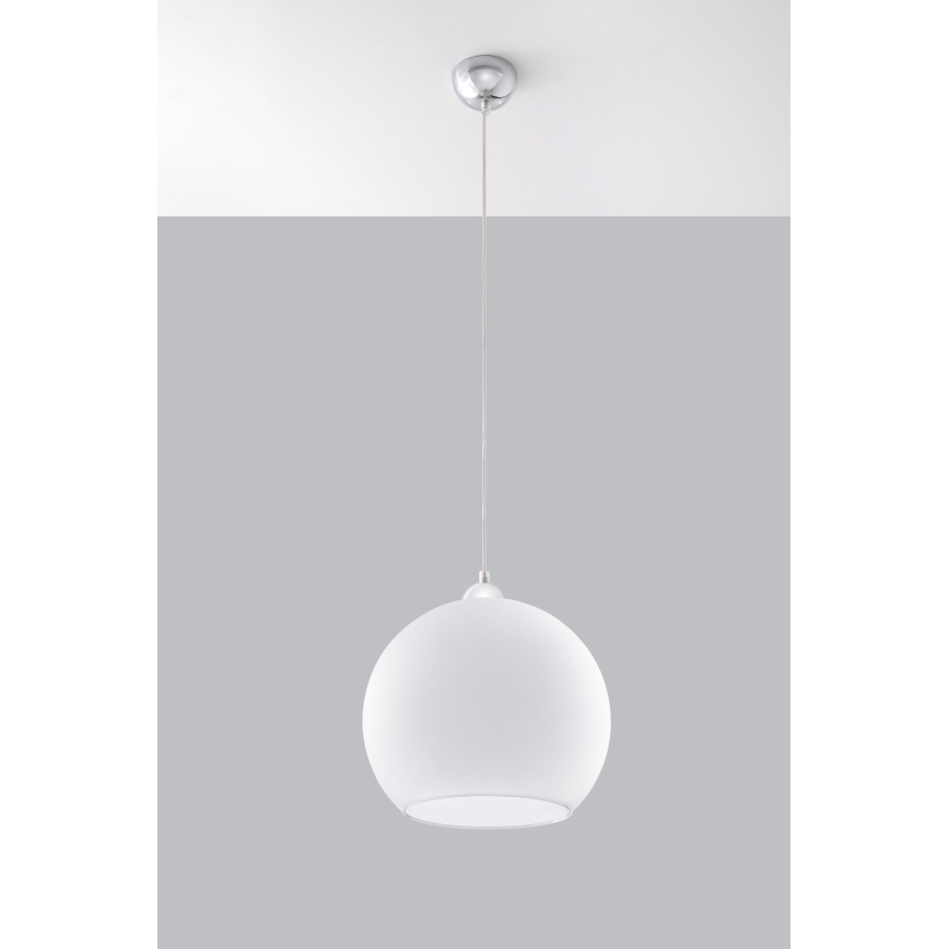 Pendelleuchte BALL an Stahlseil 1xE27/15W/230V Ø 30 cm weiß/hochglanzchrom