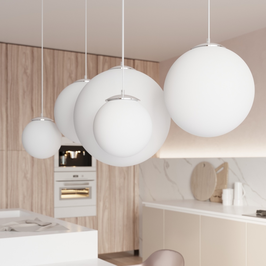 Pendelleuchte an Kabel UGO 1xE27/15W/230V Ø 20 cm weiß/Hochglanzchrom