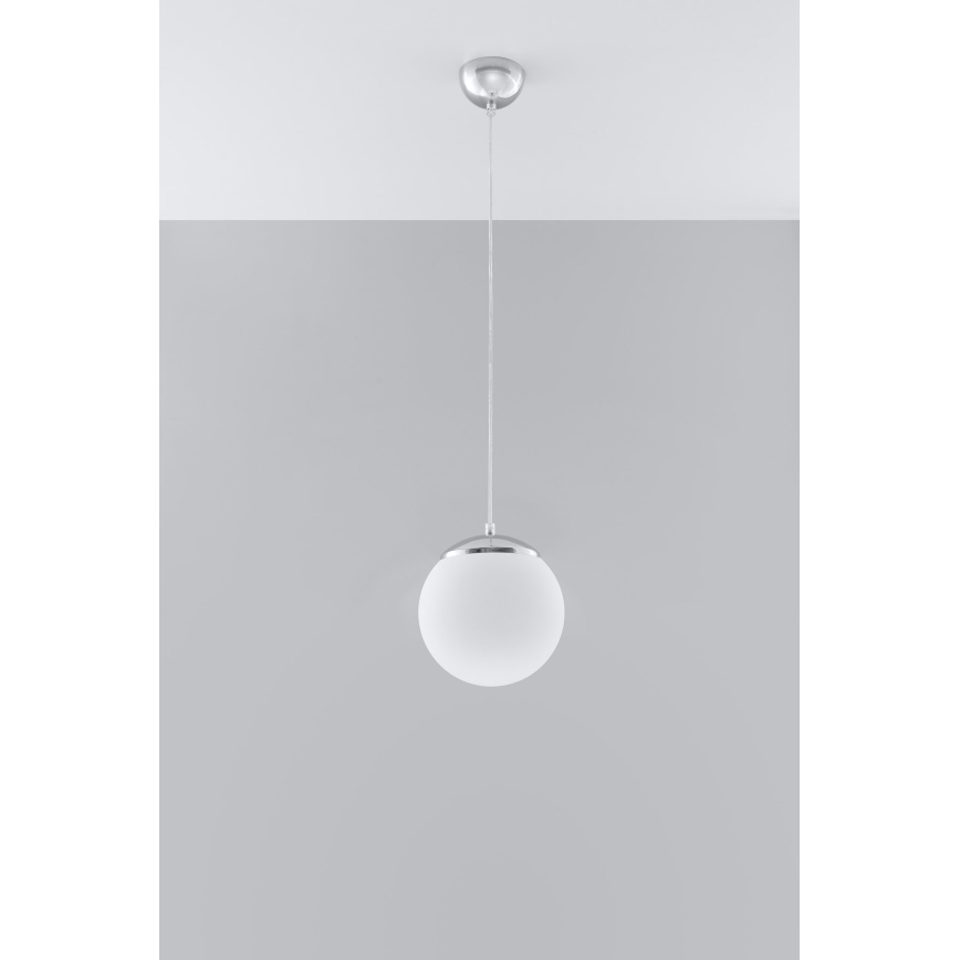 Pendelleuchte an Kabel UGO 1xE27/15W/230V Ø 20 cm weiß/Hochglanzchrom