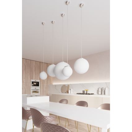 Pendelleuchte UGO mit Kabel 1xE27/15W/230V Ø 30 cm weiß/glänzender Chrom