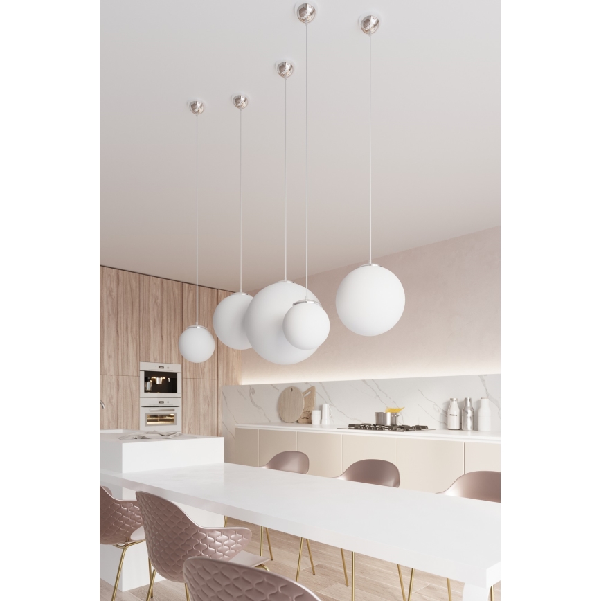 UGO Seil-Pendelleuchte 1xE27/15W/230V Ø 40 cm weiß/hochglänzender Chrom