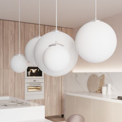 UGO Seil-Pendelleuchte 1xE27/15W/230V Ø 40 cm weiß/hochglänzender Chrom
