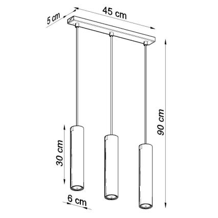 Hängeleuchte an Schnur LAGOS 3 3xGU10/10W/230V weiß