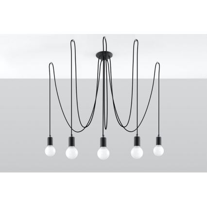 Hängeleuchte EDISON 5 5xE27/60W/230V Spinne schwarz