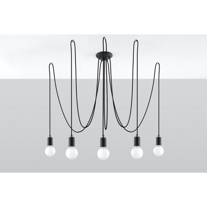 Hängeleuchte EDISON 5 5xE27/60W/230V Spinne schwarz