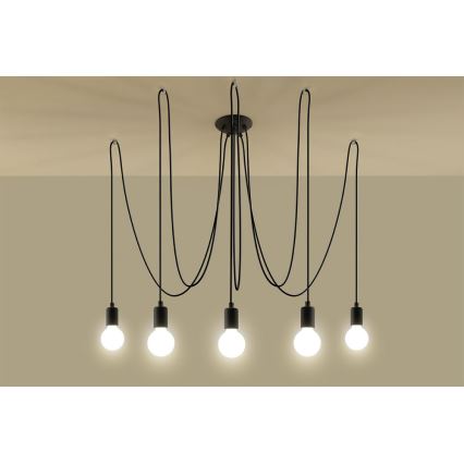 Hängeleuchte EDISON 5 5xE27/60W/230V Spinne schwarz