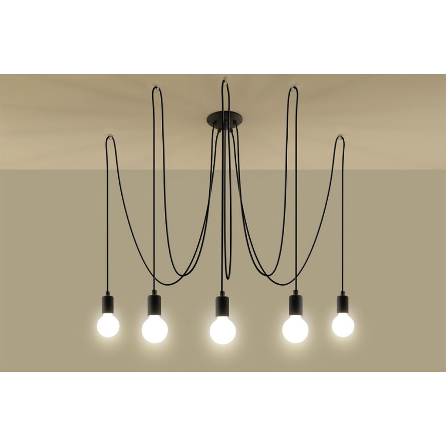 Hängeleuchte EDISON 5 5xE27/60W/230V Spinne schwarz