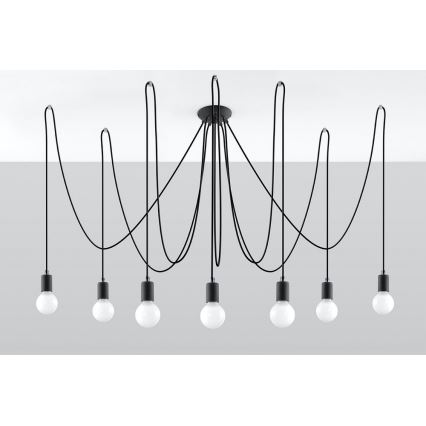 Hängeleuchte EDISON 7 7xE27/60W/230V Spinne schwarz