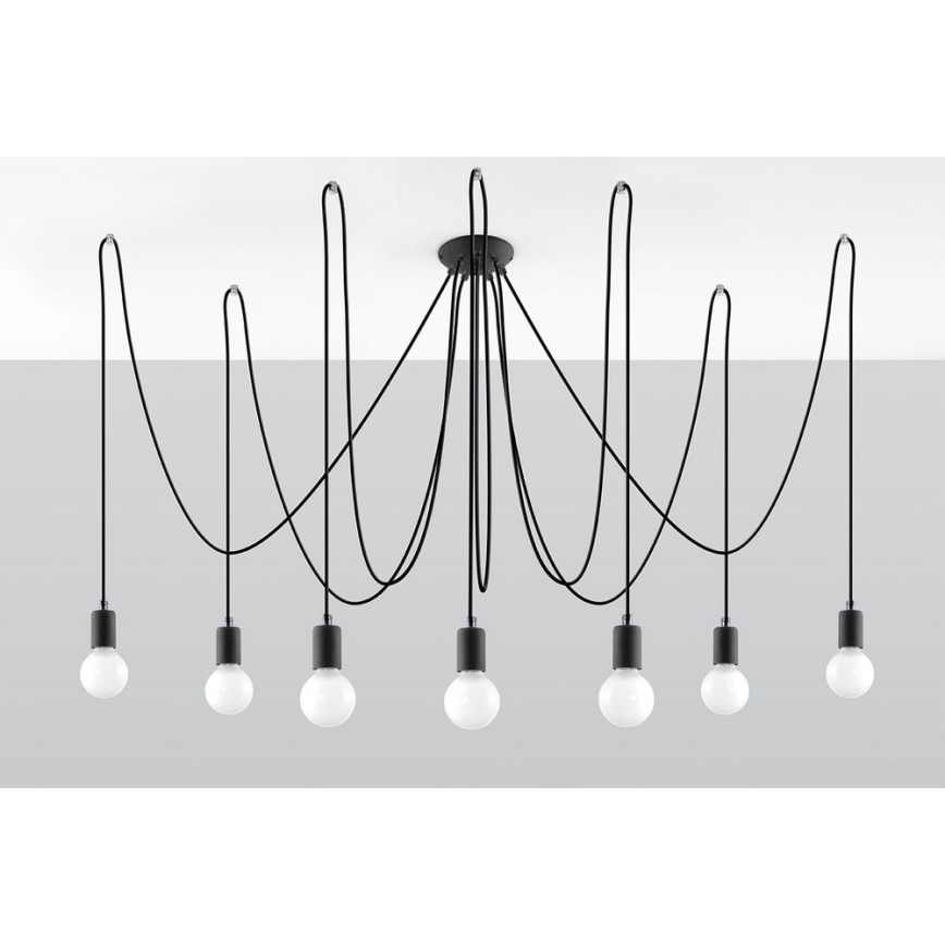 Hängeleuchte EDISON 7 7xE27/60W/230V Spinne schwarz